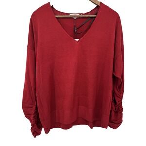 NWT Calvin Klein Jeans Pullover Sweater Scoop Neck Red 1X Romantic Capsule